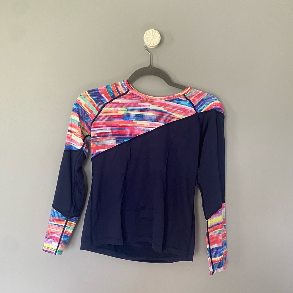Athleta Kids Multicolor and Black Long Sleeve Tee